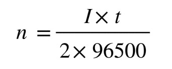 n = It/(2 x 96500)